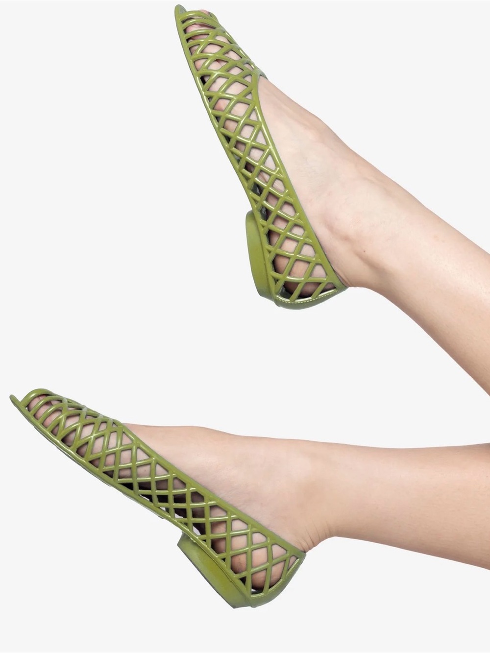 American Apparel Los Angeles Celery Green Lattice Plastic Jelly Flats Sandals 9
